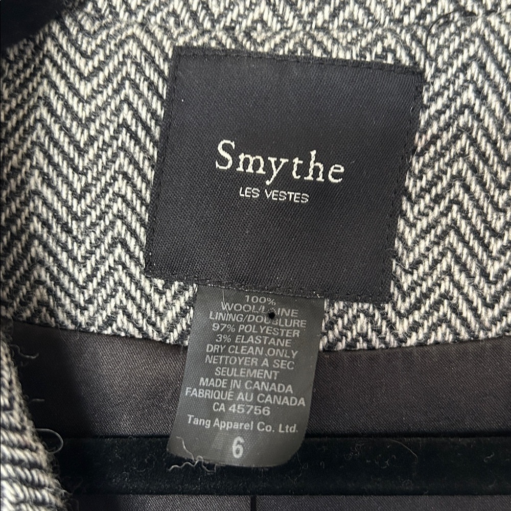 Smythe Chevron Herringbone Riding 2 Button Blazer - Picture 3 of 7